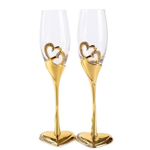 Gold Silver Heart-shaped Crystal Wine Glass