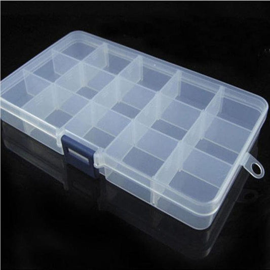 XZNGL Fishing Tackle Box 15 Slots Adjustable Plastic Fishing Lure Hook Tackle Box Storage Case Organizer