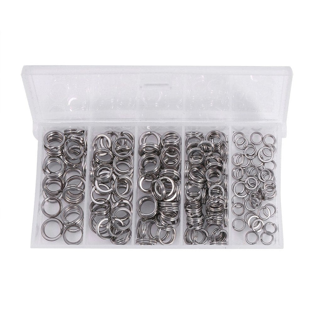 YLSHRF Fishing Split Rings,200Pcs 5Sizes Heavy Duty Stainless Steel Split Rings Solid Lures Connectors Fishing Tackle, Fishing Tackle Ring