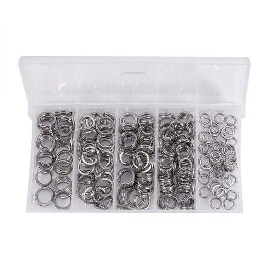 YLSHRF Fishing Split Rings,200Pcs 5Sizes Heavy Duty Stainless Steel Split Rings Solid Lures Connectors Fishing Tackle, Fishing Tackle Ring