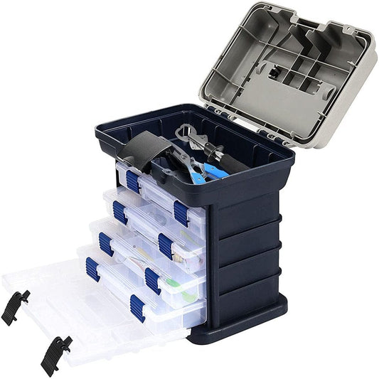 ZEONHAK 4 Layers Fishing Accessory Box Case, Fishing Tackle Box Storage System Fishing Bait Box Organizer