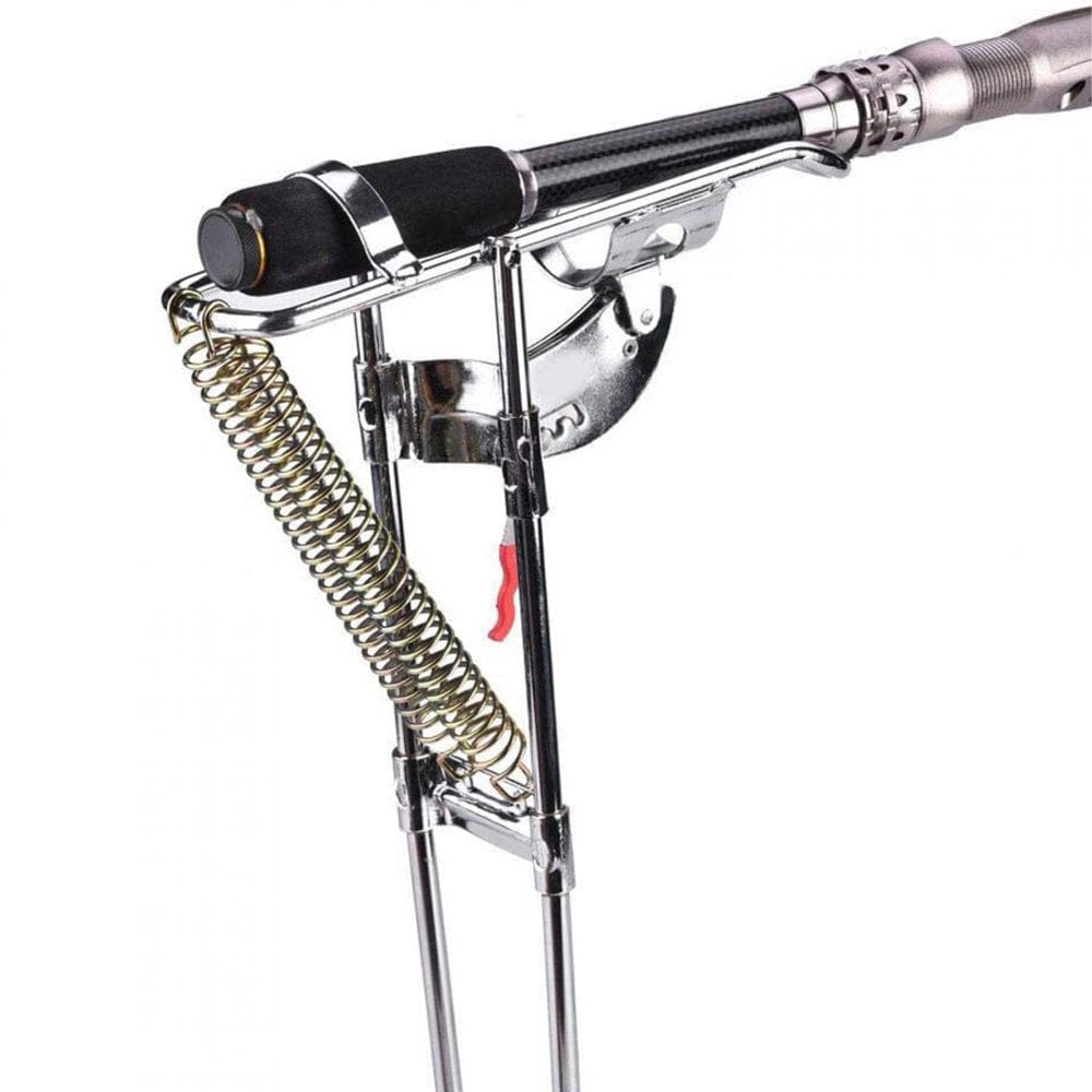 Zerodis Fishing Pole Stand, Boat Fishing Support, Portable Fishing Rod Bracket Practical Dual Spring Fishing Pole Metal Holder Stand Accessory